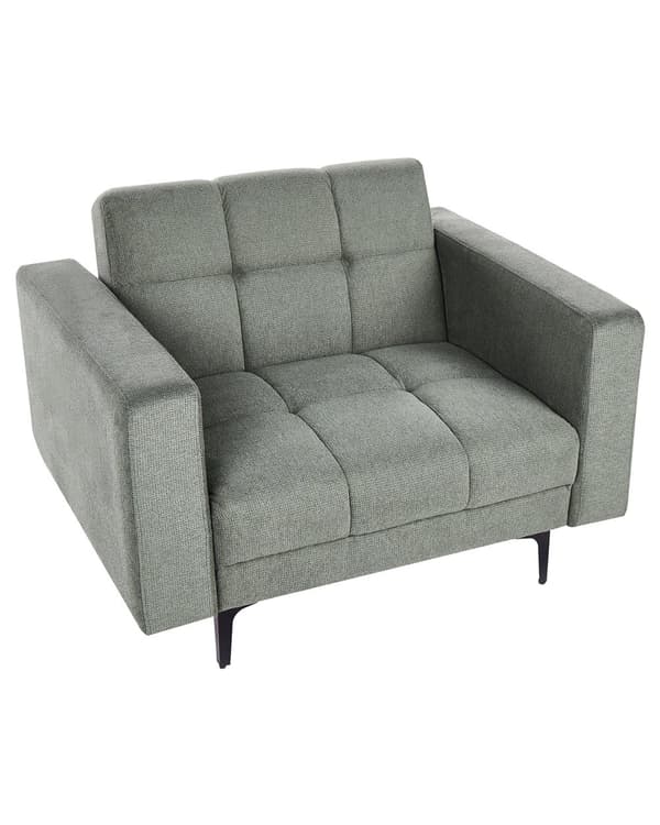 Lænestol Grøn Polyester Stuestol med Armlæn til Stuen Bred Hvilestol Polstret Design Møbel Sovestol