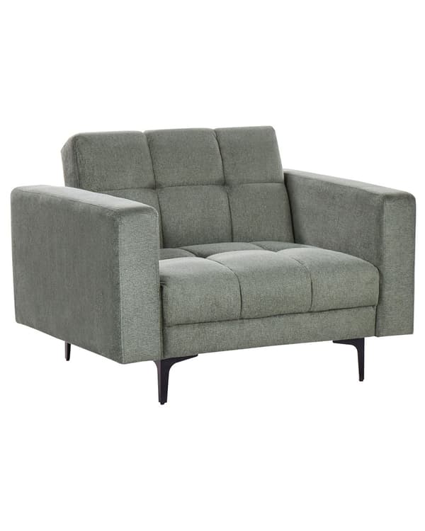 Lænestol Grøn Polyester Stuestol med Armlæn til Stuen Bred Hvilestol Polstret Design Møbel Sovestol