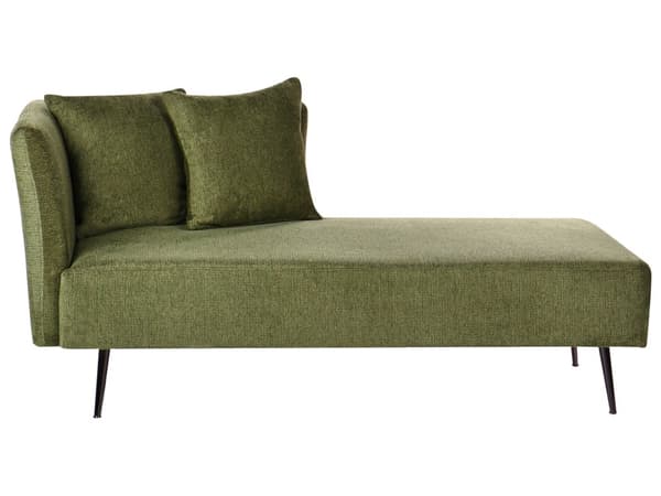 Sjeselong Grønn Polyester Venstrevendt Dekorative puter Metallben Moderne design Stue
