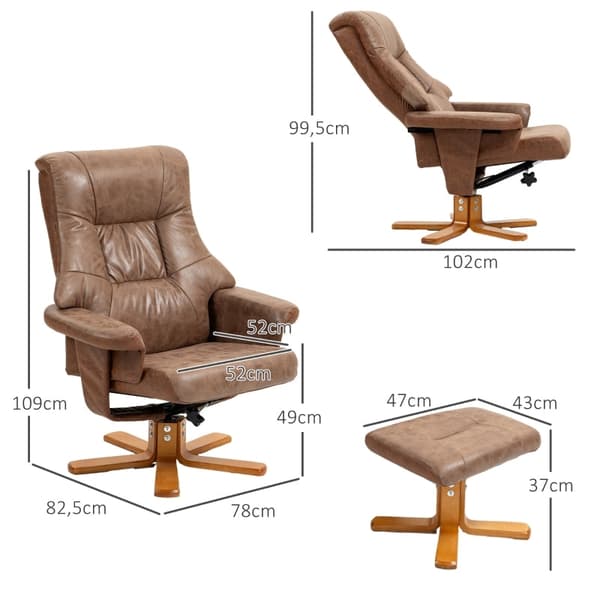 Rootz Swivel TV-fåtöljset - Liggstol - Lounge Chair - 135° lutning - 78cm x 82,5cm x 109cm