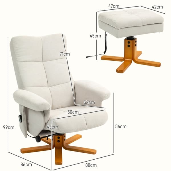 Rootz Massagestolset - Avslappningsstol - Fåtölj - Integrerad massage - 80x86x99cm (Sittande) - 80x118x83cm (Liggande) - Fotpall med förvaring