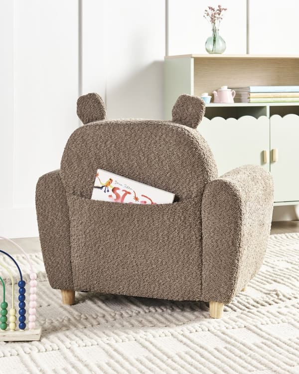 Børnestol Brun Blød Stol til Børn med Flodhest Design Moderne Børnelænestol til Børneværelse