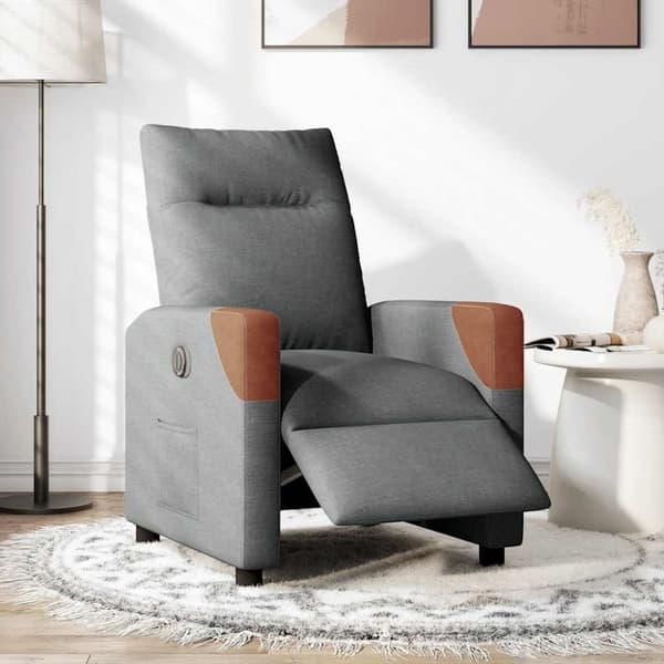 Elektrisk reclinerfåtölj mörkgrå tyg