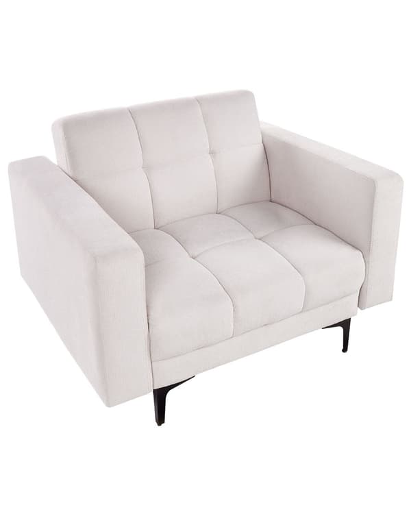 Lenestol Off-White Polyester Stofftrekk Liggende Ryggstøtte 3 Stillinger til Stue