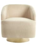 Miniatyrbillede 6 af 9: Lænestol Beige Boucle Stuestol med Armlæn til Stuen Bred Klubstol med Drejefunktion Stol Rund Ryg Blød Polstret Design Møbel