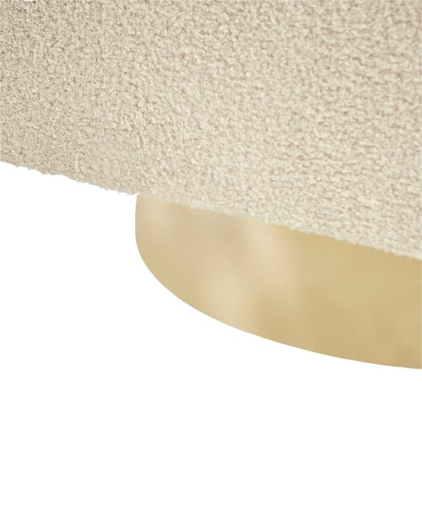 Lænestol Beige Boucle Stuestol med Armlæn til Stuen Bred Klubstol med Drejefunktion Stol Rund Ryg Blød Polstret Design Møbel