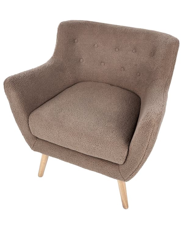 Lenestol Brun Boucle Knapprygg Gummitreben Moderne