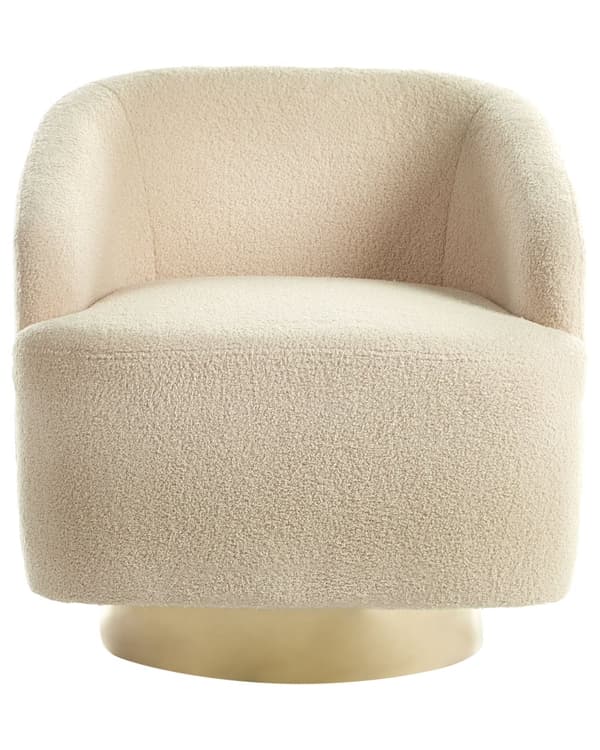 Lenestol Beige Bouclé-stoff Mykt Nubbet Gullunderstell Svingbar 360° Retro Glam Art Dekor Stil