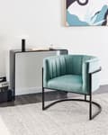 Miniatyrbilde 2 av 9: Lenestol Mintgrønn Fløyel Metall Svart Ramme Aksentstol Glamour Style Stue Spisestue