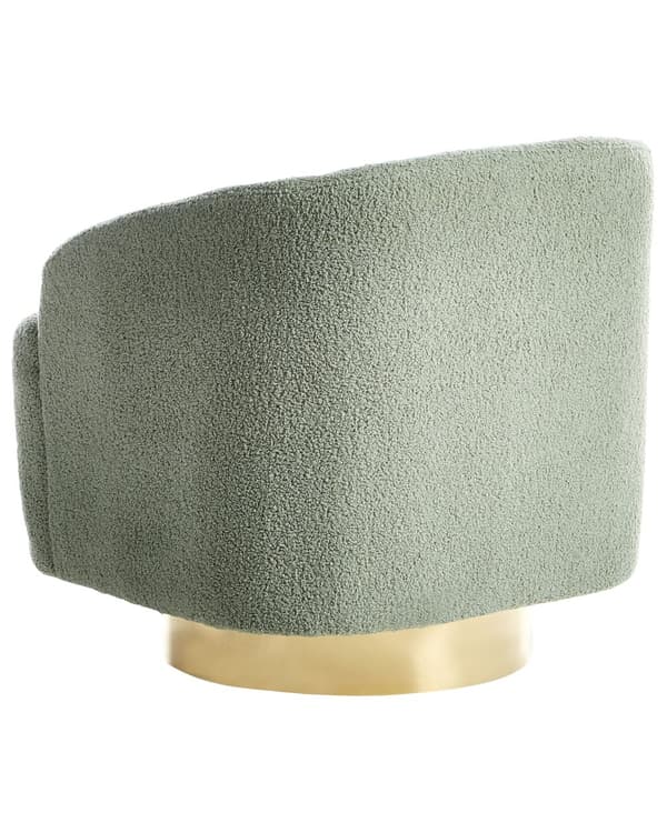 Lenestol Lysegrønt Bouclé-stoff Mykt Nubbet Gullunderstell Svingbar 360° Retro Glam Art Dekor Stil