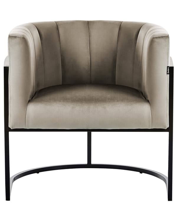 Lenestol Taupe Fløyel Metall Svart Ramme Aksentstol Glamour Style Stue Spisestue