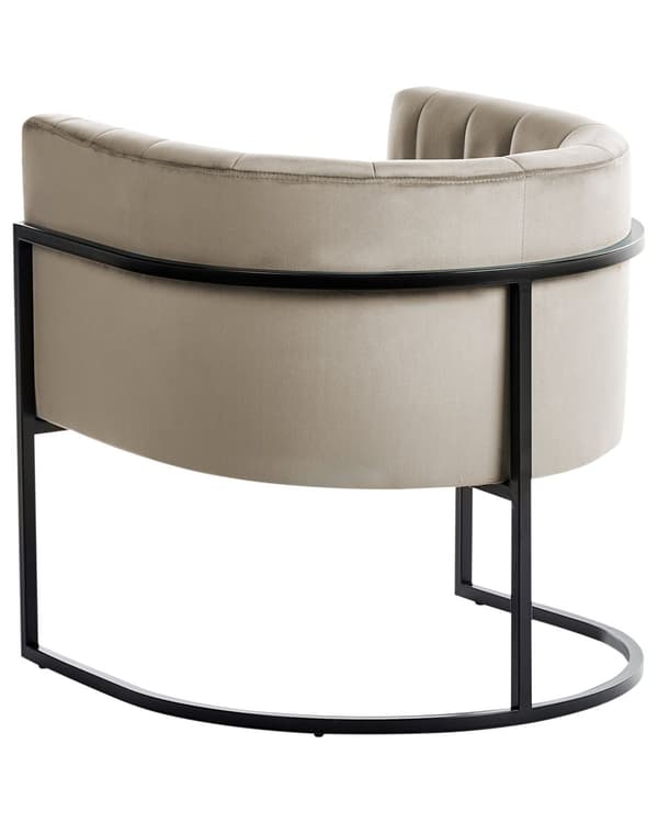 Lenestol Taupe Fløyel Metall Svart Ramme Aksentstol Glamour Style Stue Spisestue
