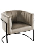 Miniatyrbilde 6 av 9: Lenestol Taupe Fløyel Metall Svart Ramme Aksentstol Glamour Style Stue Spisestue
