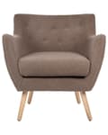 Miniatyrbillede 4 af 11: Lænestol Brun Boucle Stuestol med Armlæn til Stuen Bred Hvilestol med Wingback Ryg Stol Plys Polstret Design Møbel