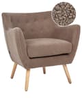 Miniatyrbillede 1 af 11: Lænestol Brun Boucle Stuestol med Armlæn til Stuen Bred Hvilestol med Wingback Ryg Stol Plys Polstret Design Møbel
