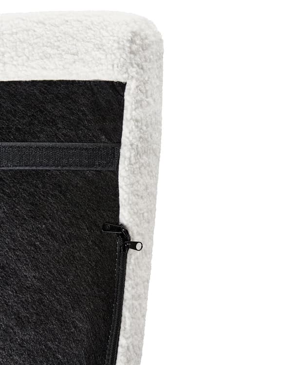 Lænestol Hvid Boucle Stuestol med Armlæn til Stuen Bred Hvilestol med Wingback Ryg Stol Plys Polstret Design Møbel