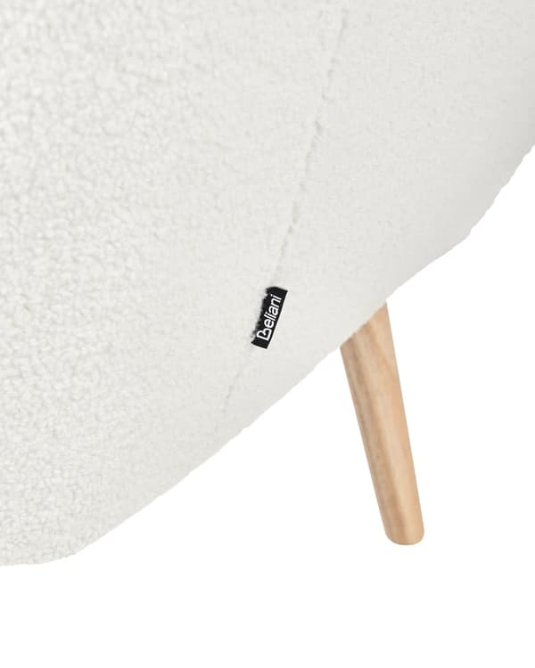 Lænestol Hvid Boucle Stuestol med Armlæn til Stuen Bred Hvilestol med Wingback Ryg Stol Plys Polstret Design Møbel