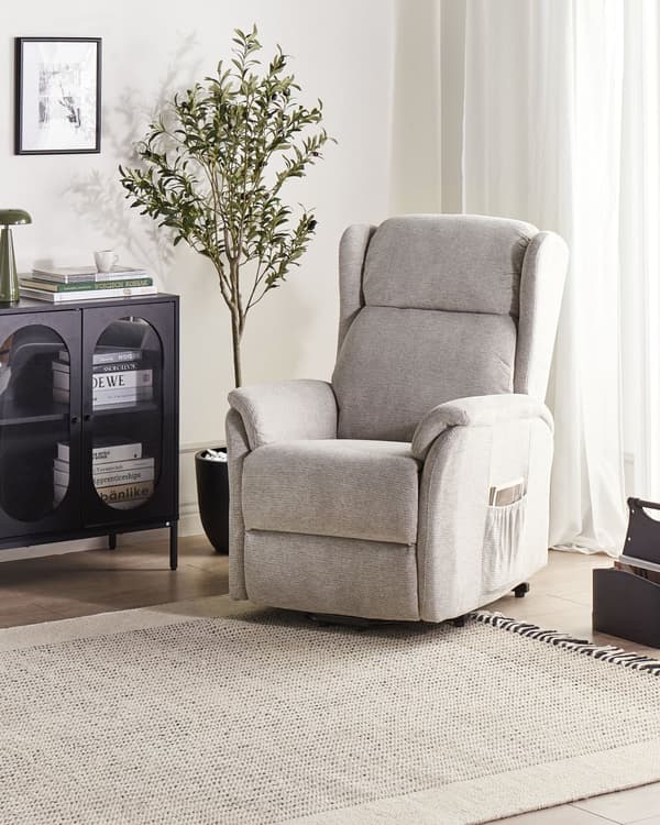 Elektrisk Fåtölj med Lyftfunktion Ljusgrå Tyg Modern Vardagsrum Reclinerfåtölj