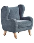 Miniatyrbilde 4 av 9: Stol Mørkeblått Boucle-trekk med Armlener Barnemøbler Sete for Barn Moderne Design