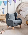 Miniatyrbilde 2 av 9: Stol Mørkeblått Boucle-trekk med Armlener Barnemøbler Sete for Barn Moderne Design