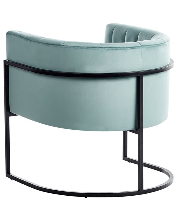 Fåtölj Mintgrön Sammet Metall Svart Ram Accent Stol Glamour Stil Vardagsrum Matsal