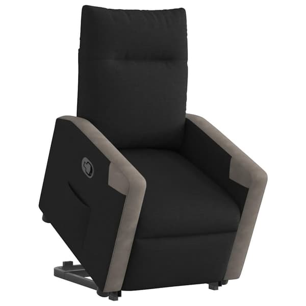 Reclinerfåtölj med uppresningshjälp svart tyg
