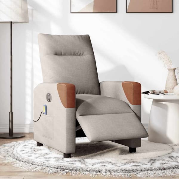 Elektrisk massagefåtölj taupe tyg