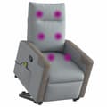 Miniatyrbild 2 av 2: Massagefåtölj med uppresningshjälp ljusgrå tyg