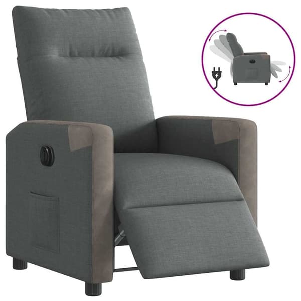 Elektrisk reclinerfåtölj mörkgrå tyg