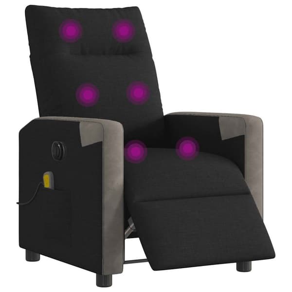 Elektrisk massagefåtölj med uppresningshjälp svart tyg