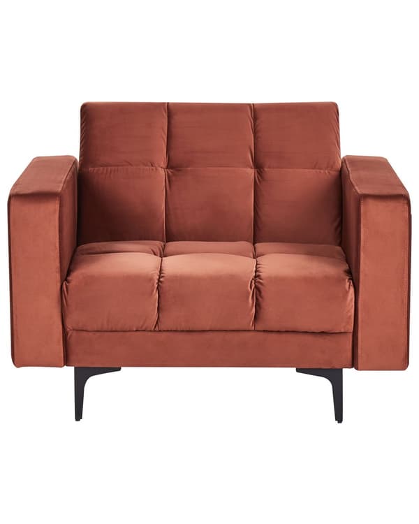 Lænestol Rød Velour Stuestol med Armlæn til Stuen Bred Hvilestol Polstret Design Møbel Sovestol