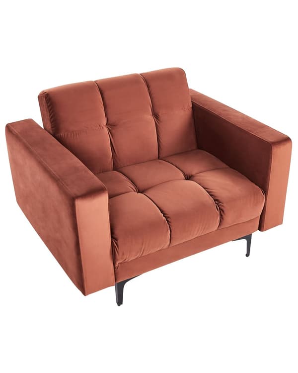 Lænestol Rød Velour Stuestol med Armlæn til Stuen Bred Hvilestol Polstret Design Møbel Sovestol