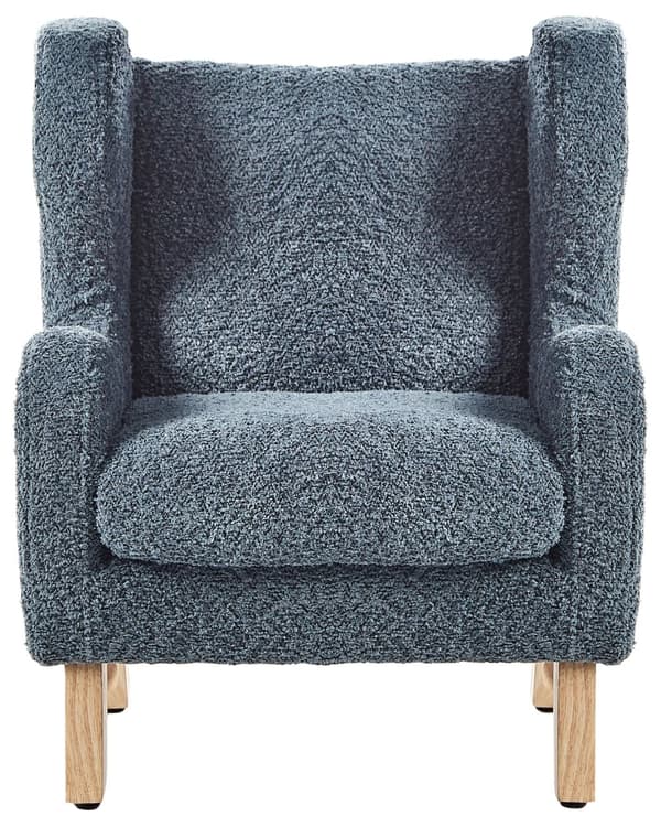 Barnfåtölj Mörkblå Boucléklädsel Armstöd Barnmöbler Sittmöbel Stol för Barn Modern Design Barnstol
