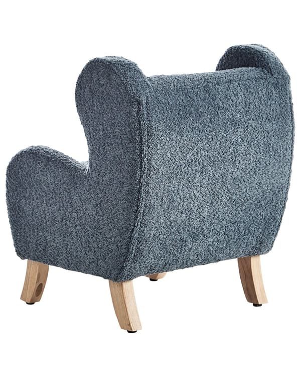 Barnfåtölj Mörkblå Boucléklädsel Armstöd Barnmöbler Sittmöbel Stol för Barn Modern Design Barnstol