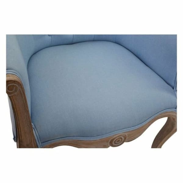 Stol DKD Home Decor Blå Polyester Træ Gummitræ 58 x 56 x 69 cm