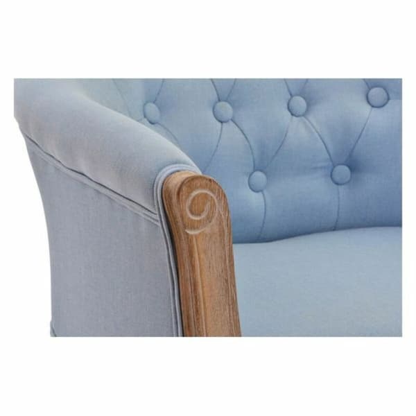 Stol DKD Home Decor Blå Polyester Træ Gummitræ 58 x 56 x 69 cm