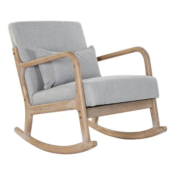 Gyngestol DKD Home Decor Grå Natur Lysegrå Hør Gummitræ 66 x 88 x 78 cm