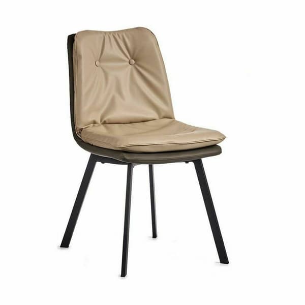Nojatuoli Painikkeen Musta Beige Harmaa Teräs 62 x 85 x 47 cm (2 osaa)