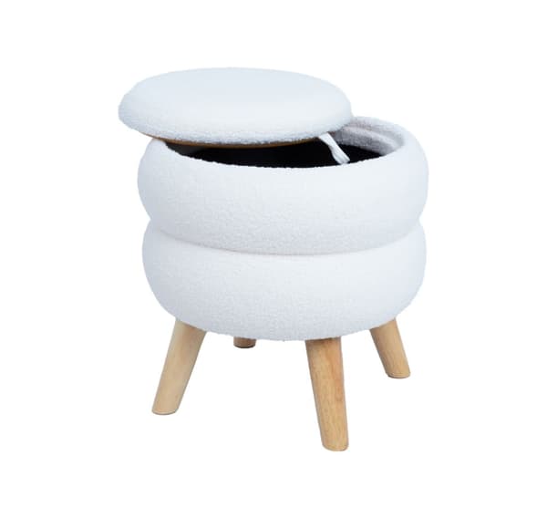 Ottoman/ bord HANA D40xH41cm, hvit, med oppbevaring