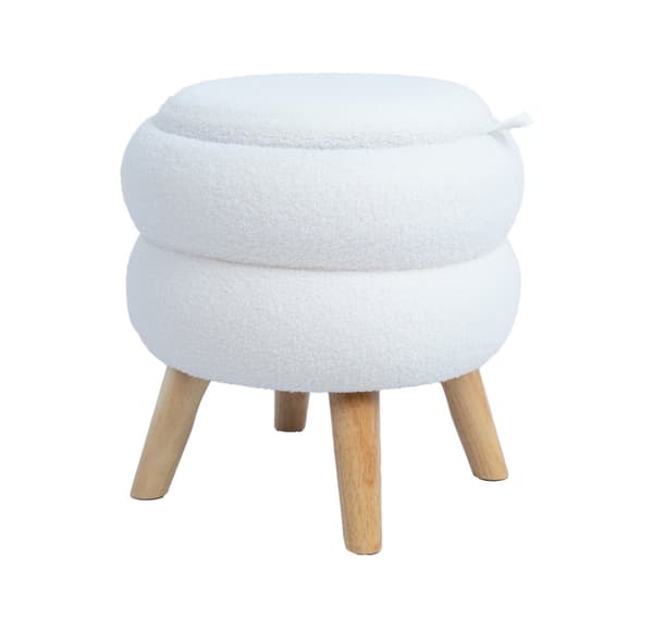 Ottoman/ bord HANA D40xH41cm, hvit, med oppbevaring