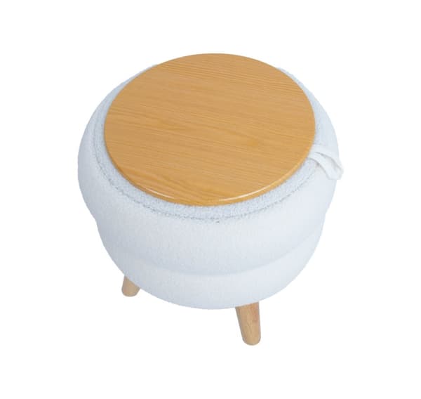 Ottoman/ bord HANA D40xH41cm, hvit, med oppbevaring