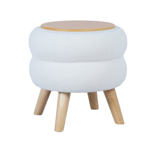 Ottoman/ bord HANA D40xH41cm, hvit, med oppbevaring