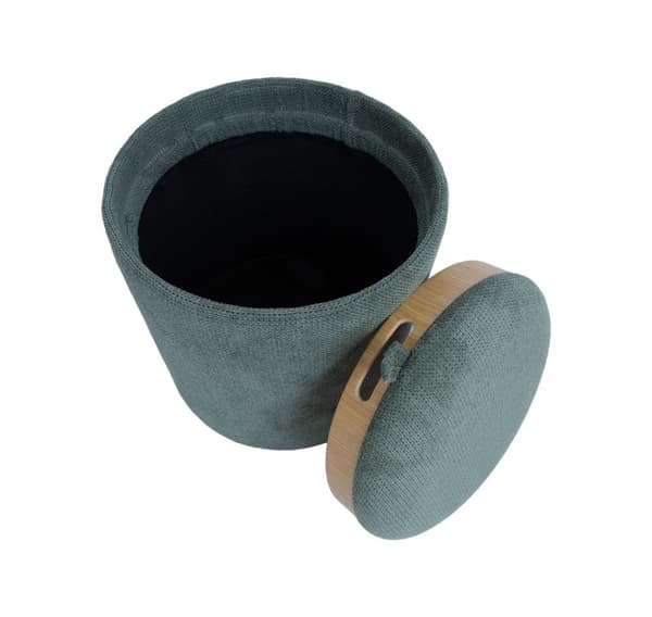 Ottoman/ bord HIRO D34,5xH37cm, grønn, med oppbevaring og brett