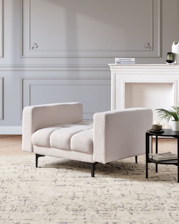 Fåtölj Vit Bouclé Klädsel Liggande Fällbart Ryggstöd 3 Lägen Modern stil Vardagsrum