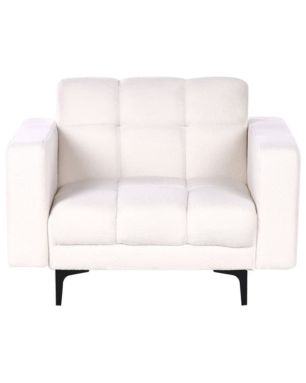 Fåtölj Vit Bouclé Klädsel Liggande Fällbart Ryggstöd 3 Lägen Modern stil Vardagsrum