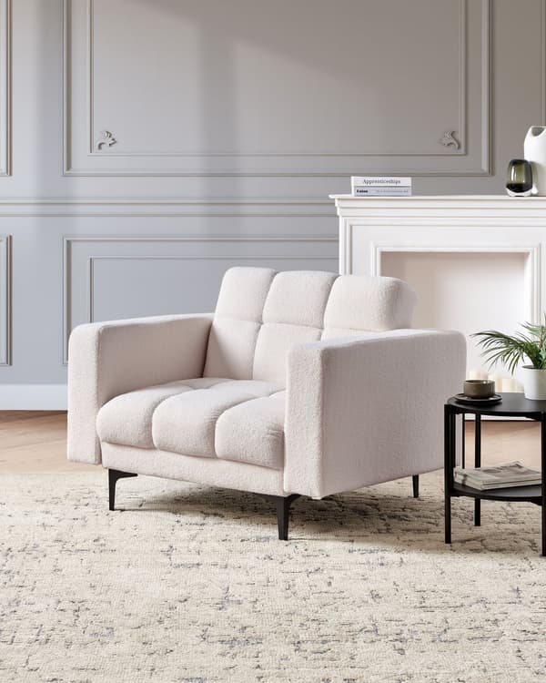 Fåtölj Vit Bouclé Klädsel Liggande Fällbart Ryggstöd 3 Lägen Modern stil Vardagsrum