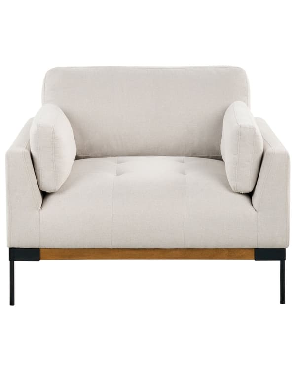 Lenestol Lys beige Polyesterstoff Svarte jernben Ekstra puter Moderne design Stue Hvilestol