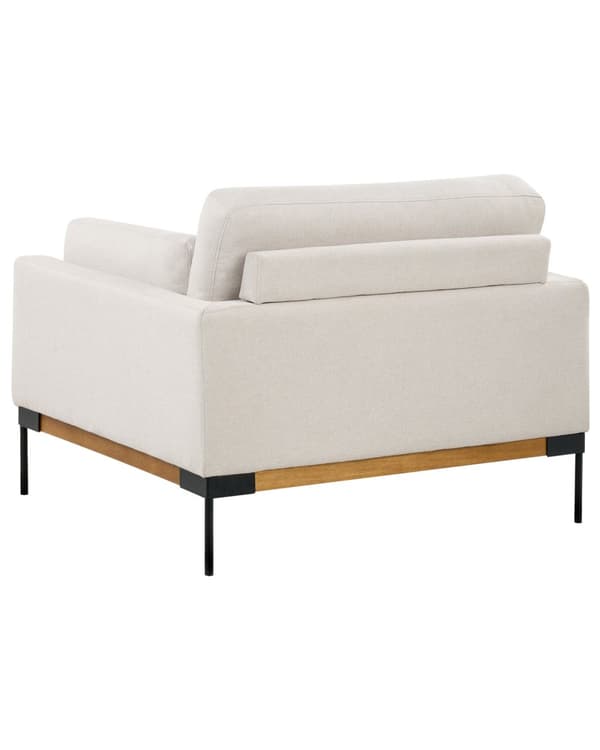 Lenestol Lys beige Polyesterstoff Svarte jernben Ekstra puter Moderne design Stue Hvilestol