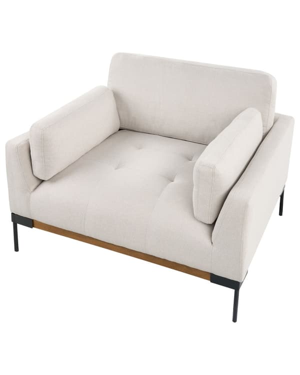 Lenestol Lys beige Polyesterstoff Svarte jernben Ekstra puter Moderne design Stue Hvilestol