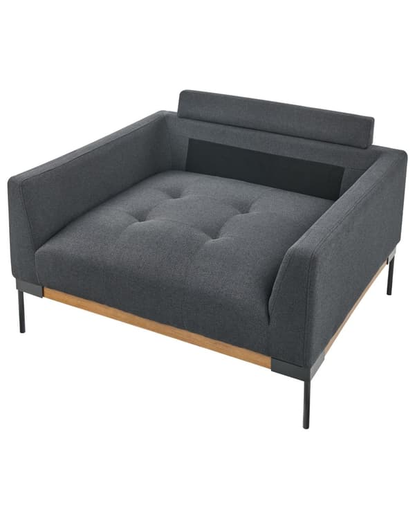 Lenestol Svart Polyesterstoff Svarte jernben Ekstra puter Moderne design Stue Hvilestol